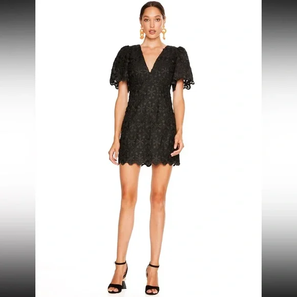 La Maison Talulah Limousine Black Floral Embroidery Dress - Picture 10 of 10